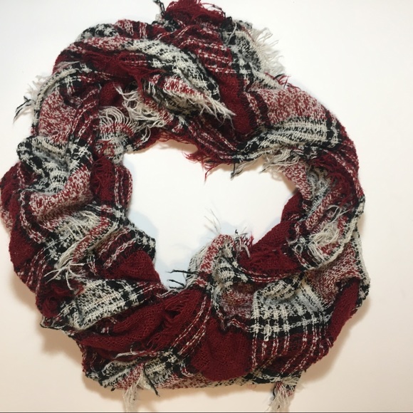 Accessories - Red & Black Plaid Infinity Scarf 100% Acrylic